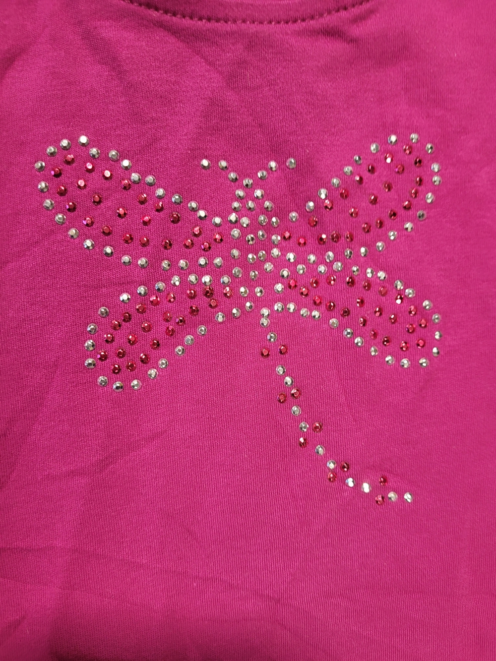 Allison Daley Fuchsia Short Sleeve Tee with Rhinestone Bow - Picture 2 of 4